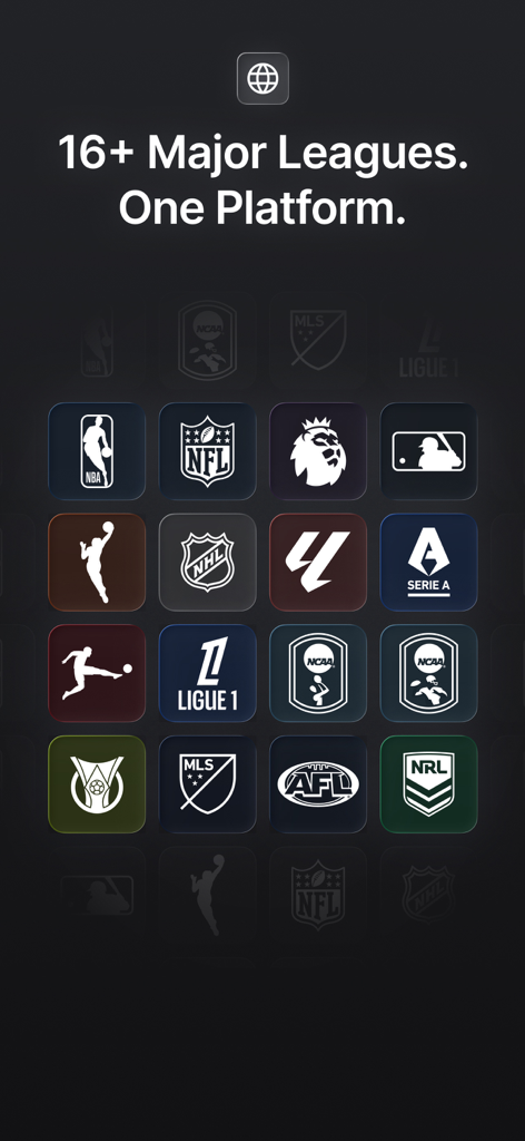 A display of major sports league logos including NFL NBA and MLB supported by the Linemate app