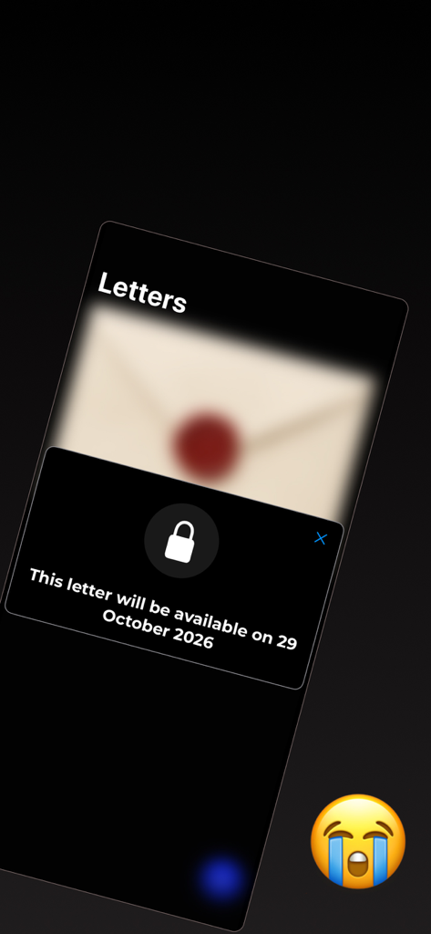 Una carta digital bloqueada en la aplicación DearMe programada para entrega futura