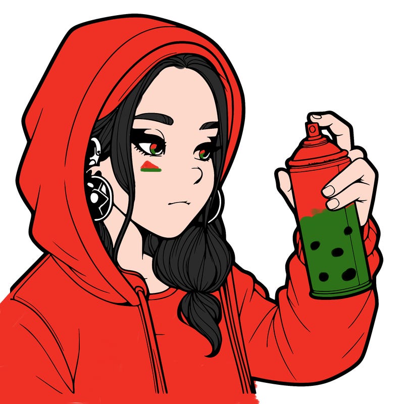 a realistic girl, spray painting