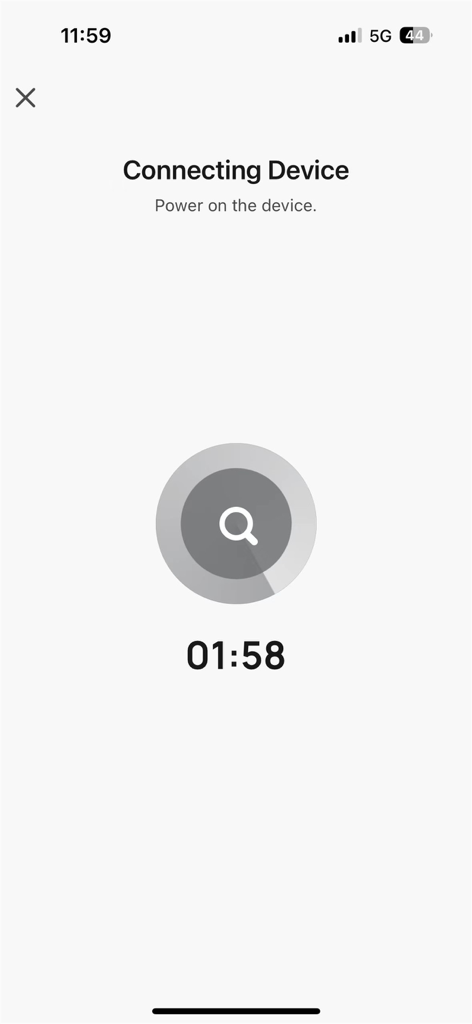 Bytech - Bytech app screen displaying the connecting device process with a countdown timer