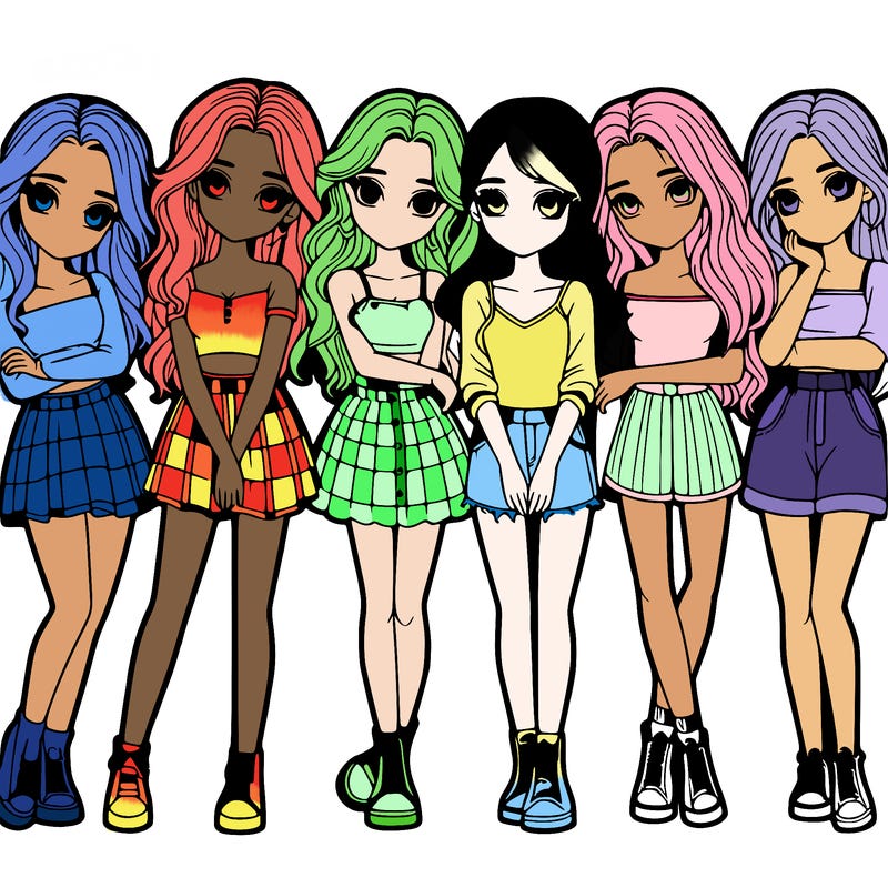 a group of girls realistic