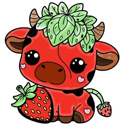 cute strawberry cow