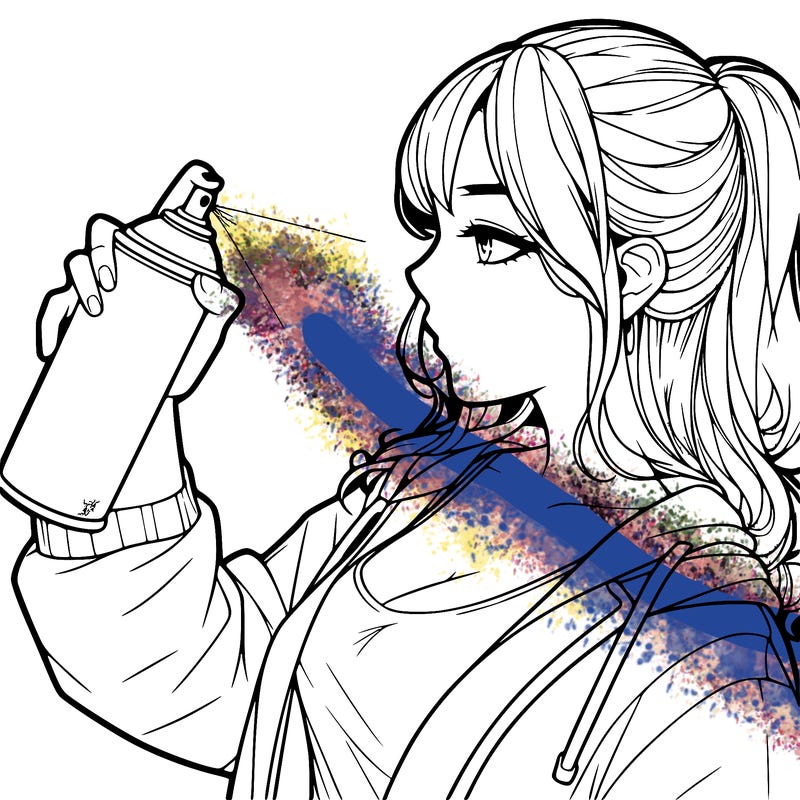 a realistic girl spray, painting