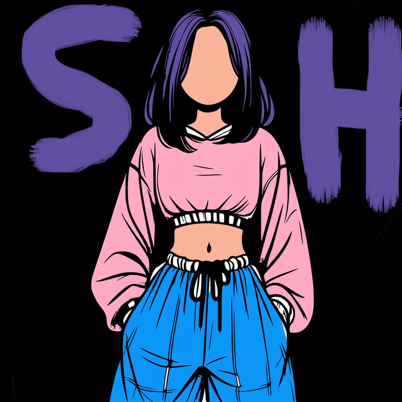 realistic girl faceless with baggy pants and a crop top