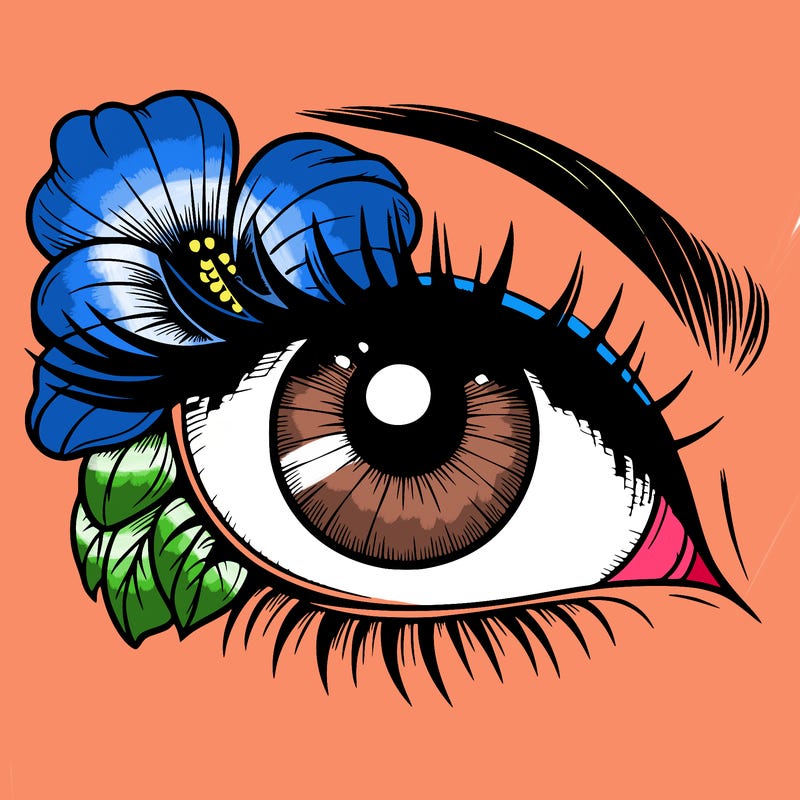 realistic eye with flower