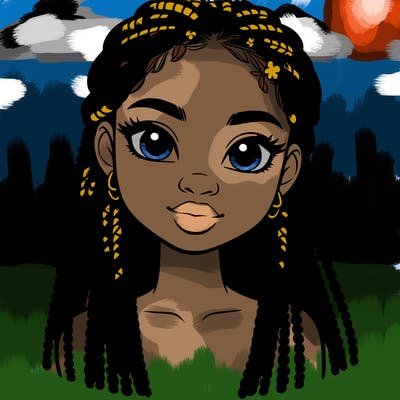 a realistic black girl with braids