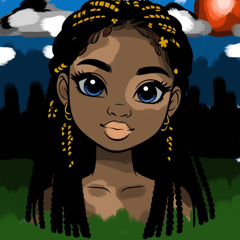 a realistic black girl with braids