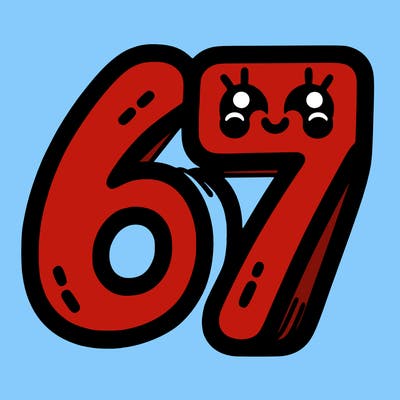 the numbers 67