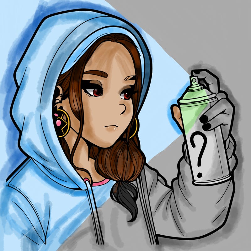 a realistic girl, spray painting