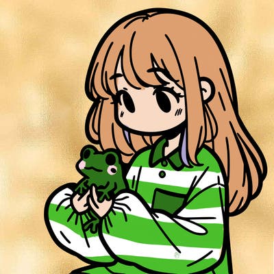 girl with long hair and a oversized shirt. and she is holding a frog