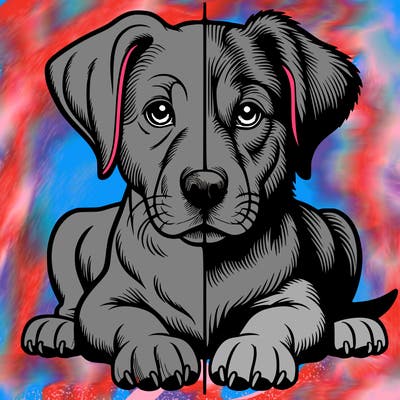 realistic dog split picture