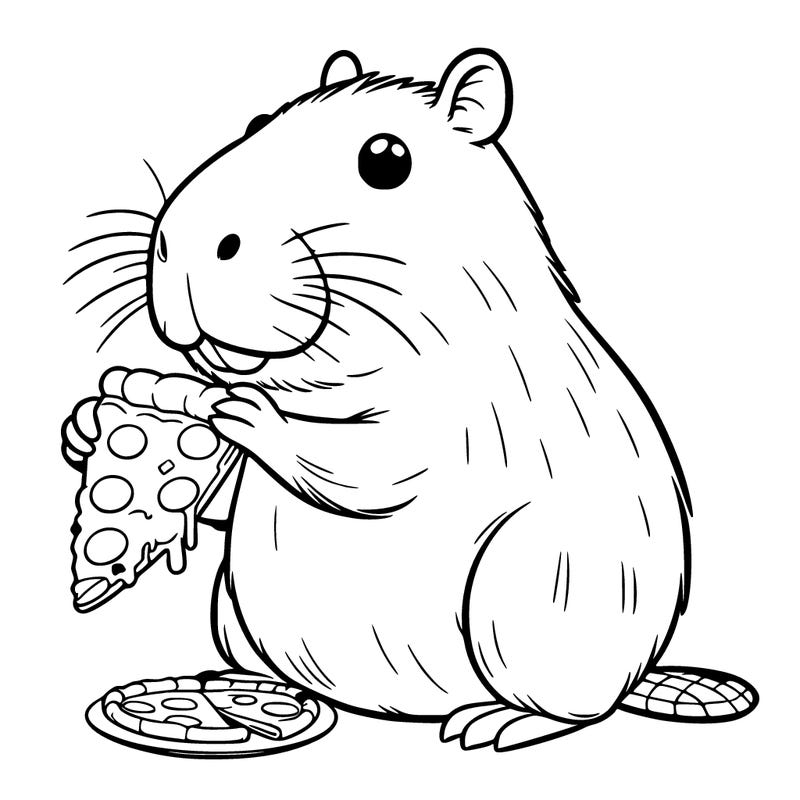 capybara eating a slice of pizza