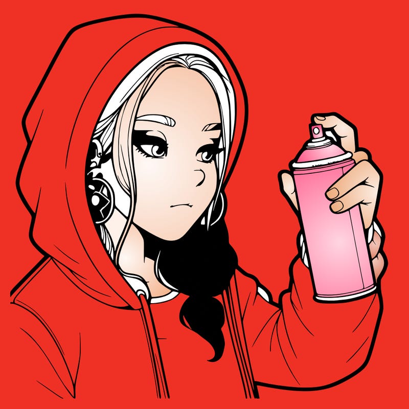 a realistic girl, spray painting