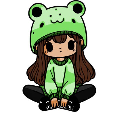 a girl wearing a frog hat and some frog socks