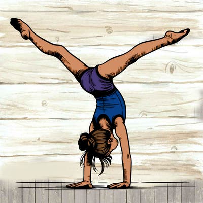 realistic gymnastic hand stand girl in four splits