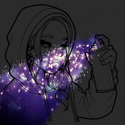 a realistic girl, spray painting