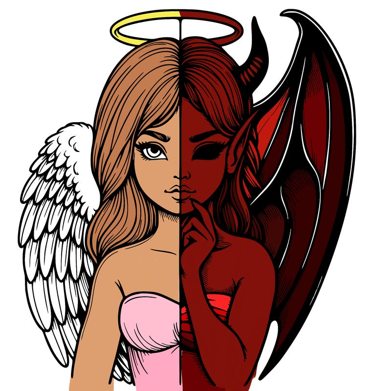 realistic angel half demon