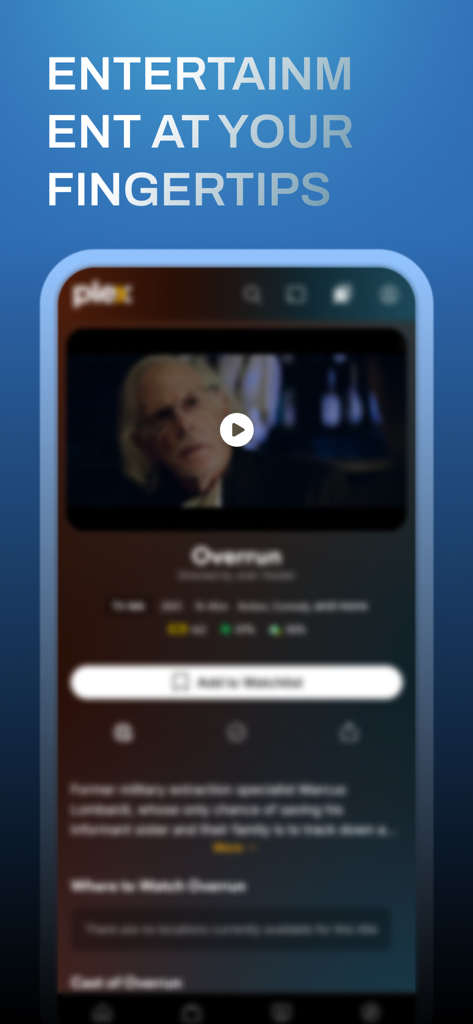 Screenshot of Goojara app showing a movie interface with the text entertainment at your fingertips.