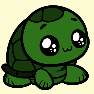 cute little animated turtle