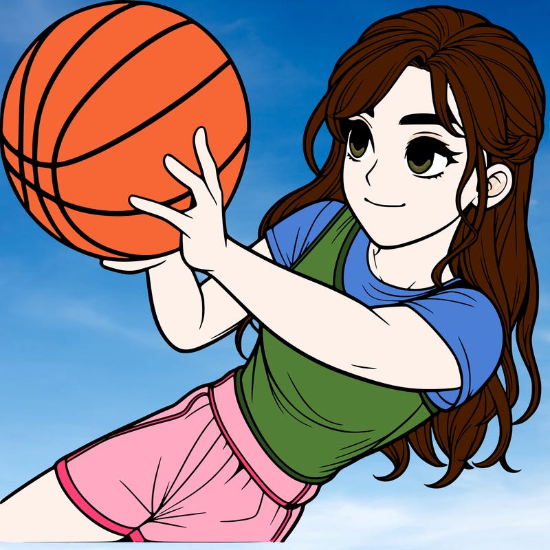 realistic girl playing basketball