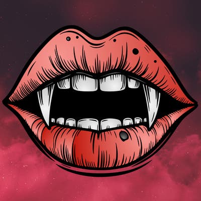 lips with vampire teeth