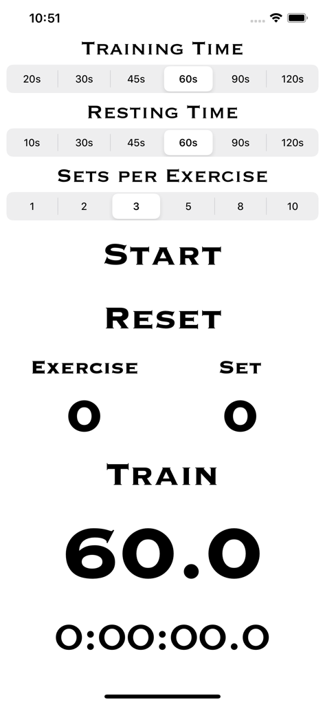 HIITCounter - HIITCounter app interface showing customizable interval workout settings and countdown timer
