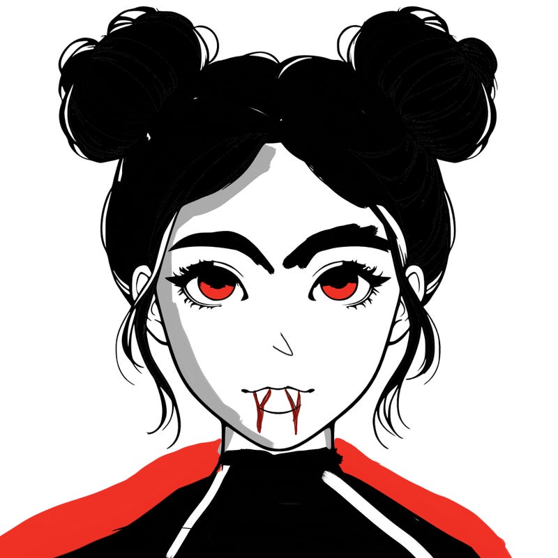 realistic girl with two buns on top of her head