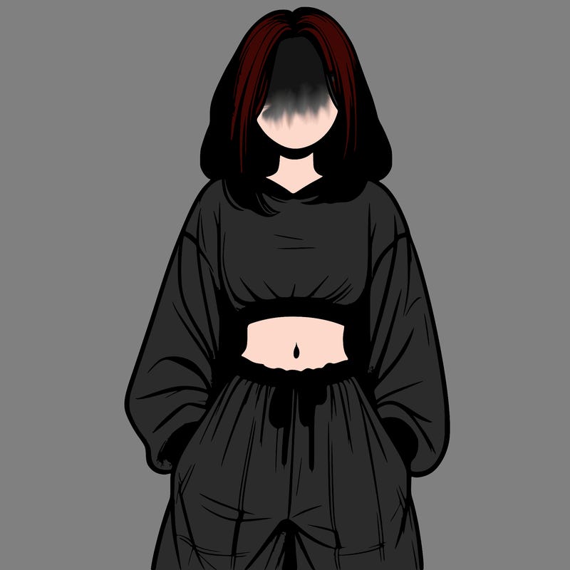 realistic girl faceless with baggy pants and a crop top