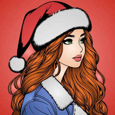 realistic girl in santa hat