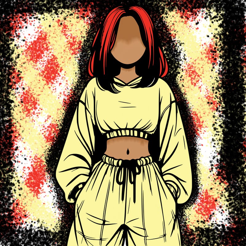 realistic girl faceless with baggy pants and a crop top