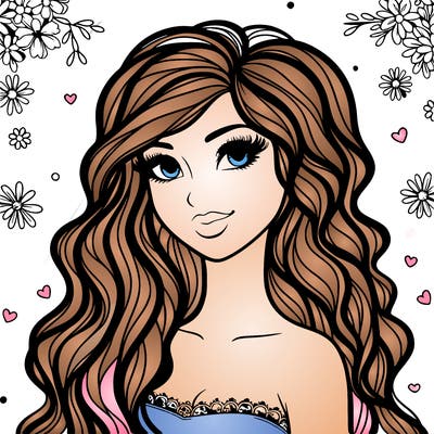 pretty woman with long wavy hair