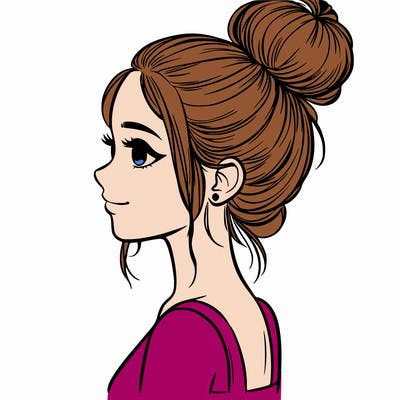 realistic girl with hair bun
