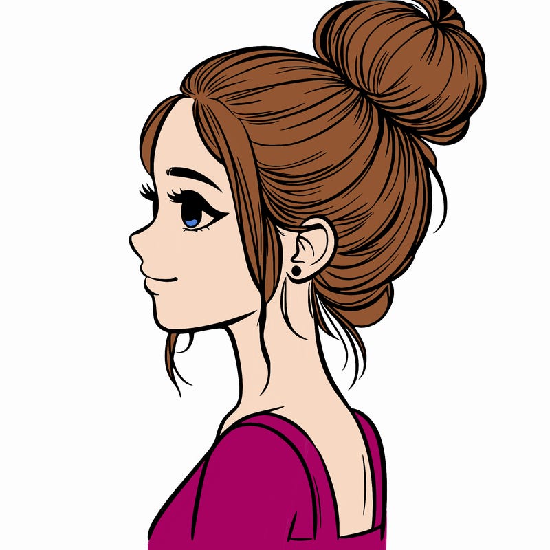 realistic girl with hair bun