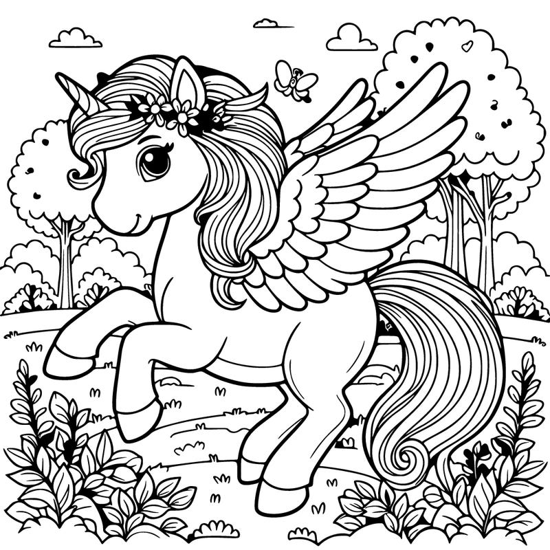 pegasus in the garden, noanis coloring pages