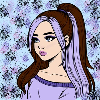 realistic girl with a high ponytail