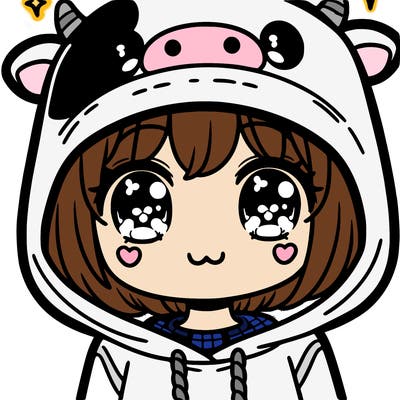 kawaii girl with cow hoodie