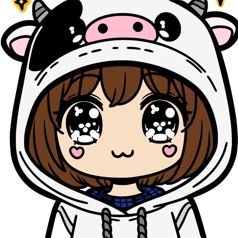 kawaii girl with cow hoodie
