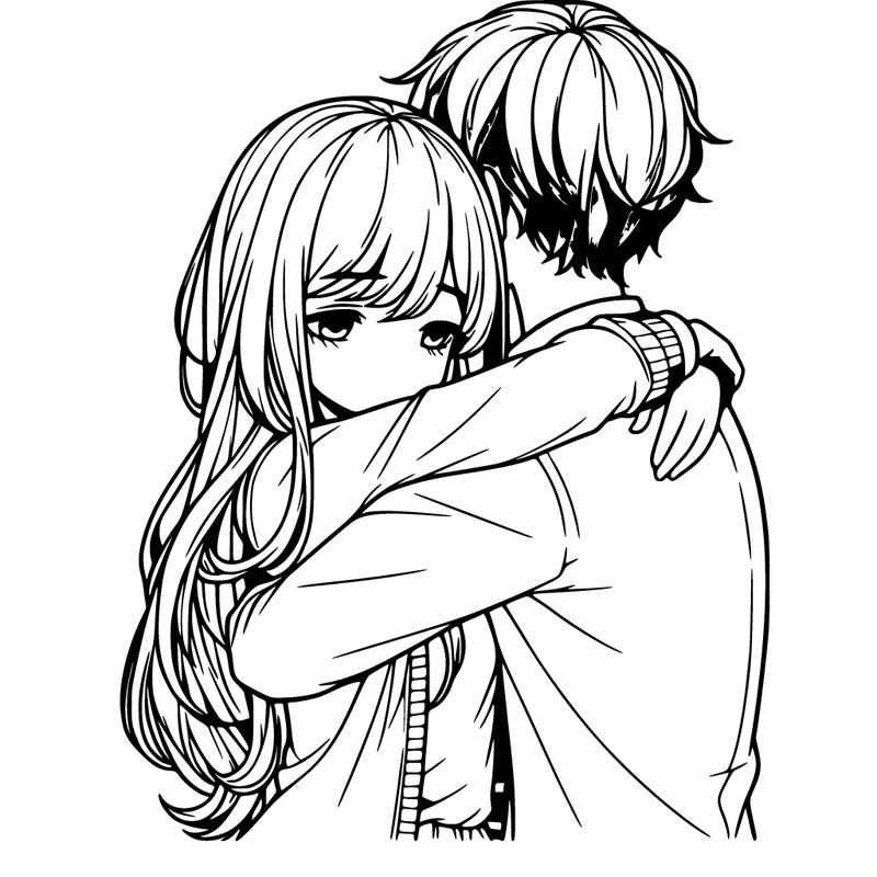 a girl and a boy hugging realistic