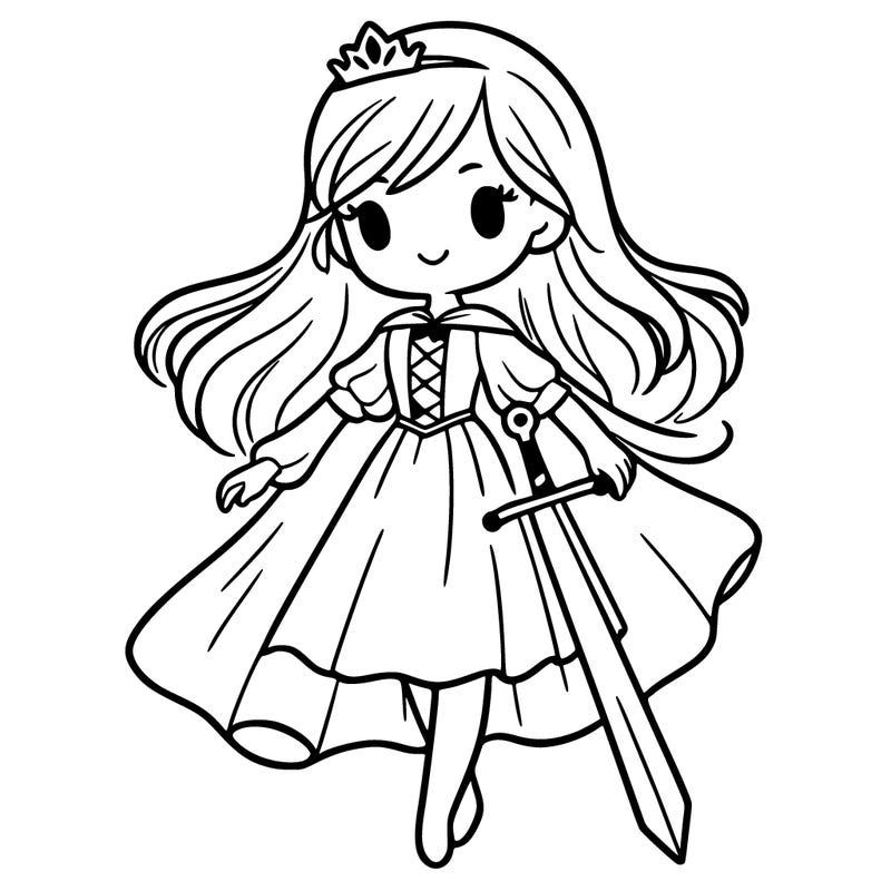 girl with sword and dress