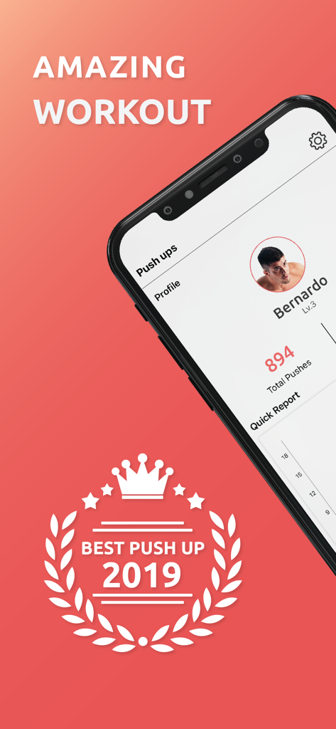 Push Up Challenge - Push Ups - User profile dashboard in the Push Up Challenge app showing workout statistics and achievements.