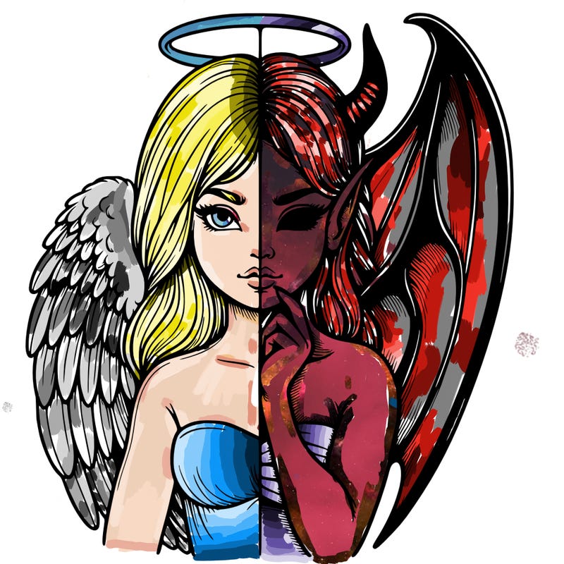 realistic angel half demon