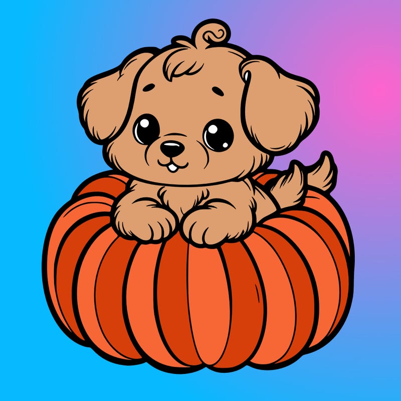 cute little puppy in a pumpkin