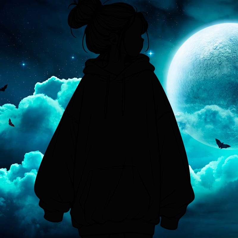 realistic girl with a oversized sweatshirt on and a bun