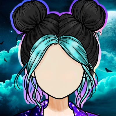 realistic girl with buns on the top of her hair