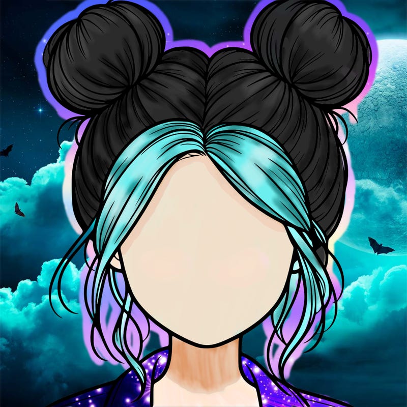 realistic girl with buns on the top of her hair