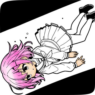anime girl falling cutely