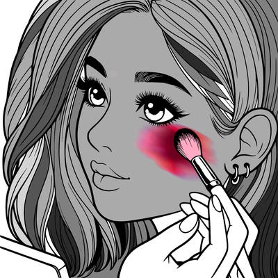 a realistic girl doing her makeup