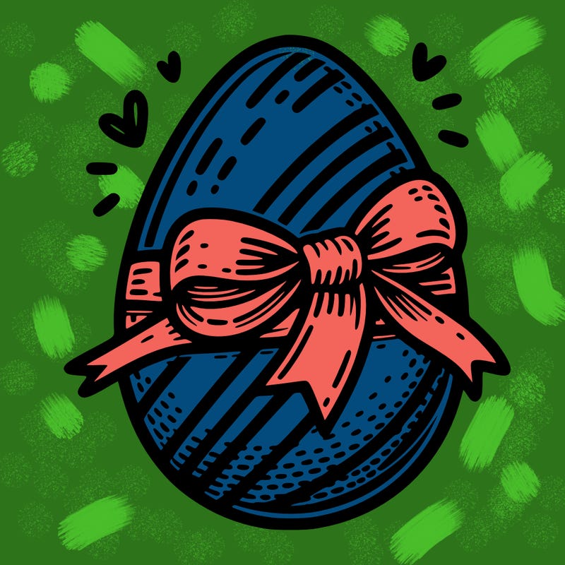 large chocolate egg with ribbon