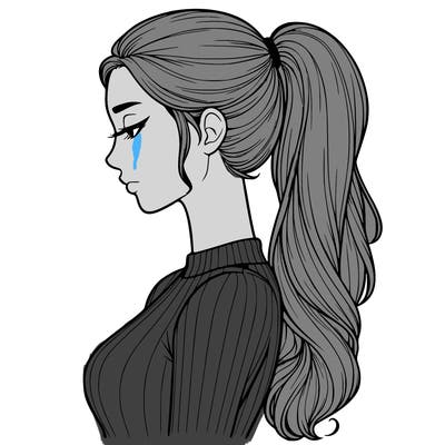 realistic woman with pony tail