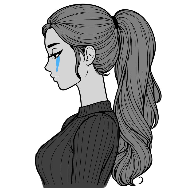 realistic woman with pony tail